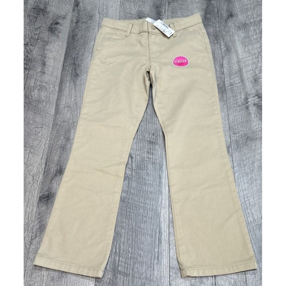 The Childrens Place Pants Girls 6X- 7 Khaki School Stretch Adjustable Waist NEW